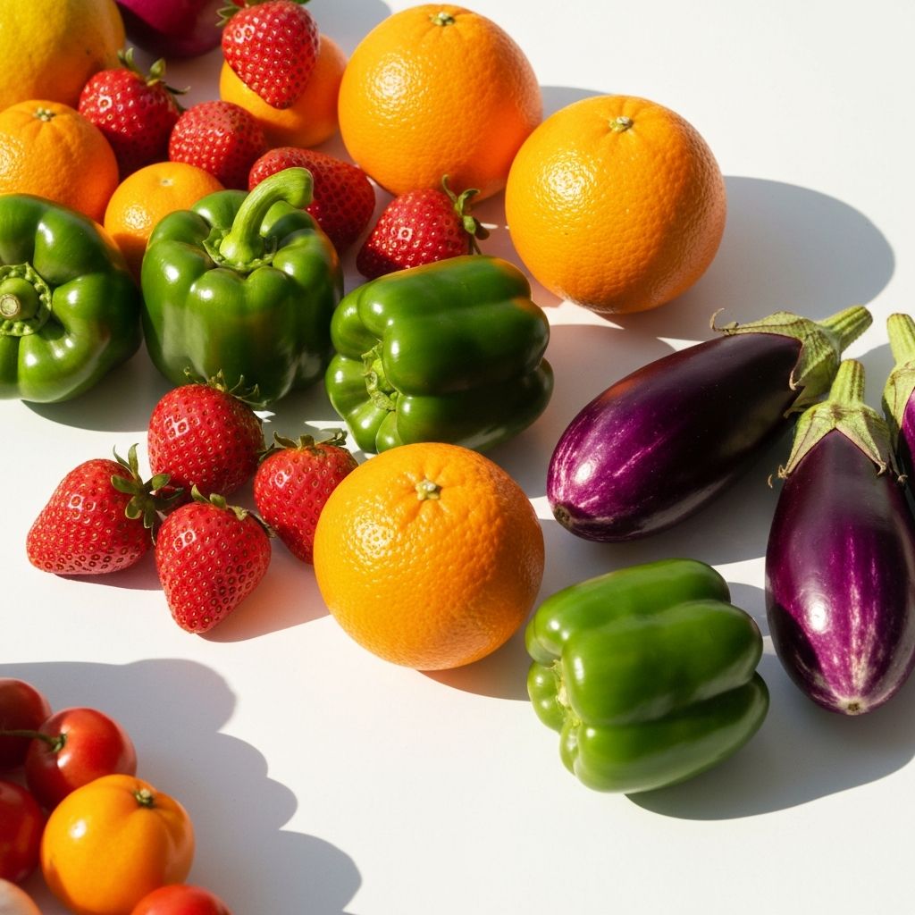 Fresh vegetables and fruits representing balanced nutrition