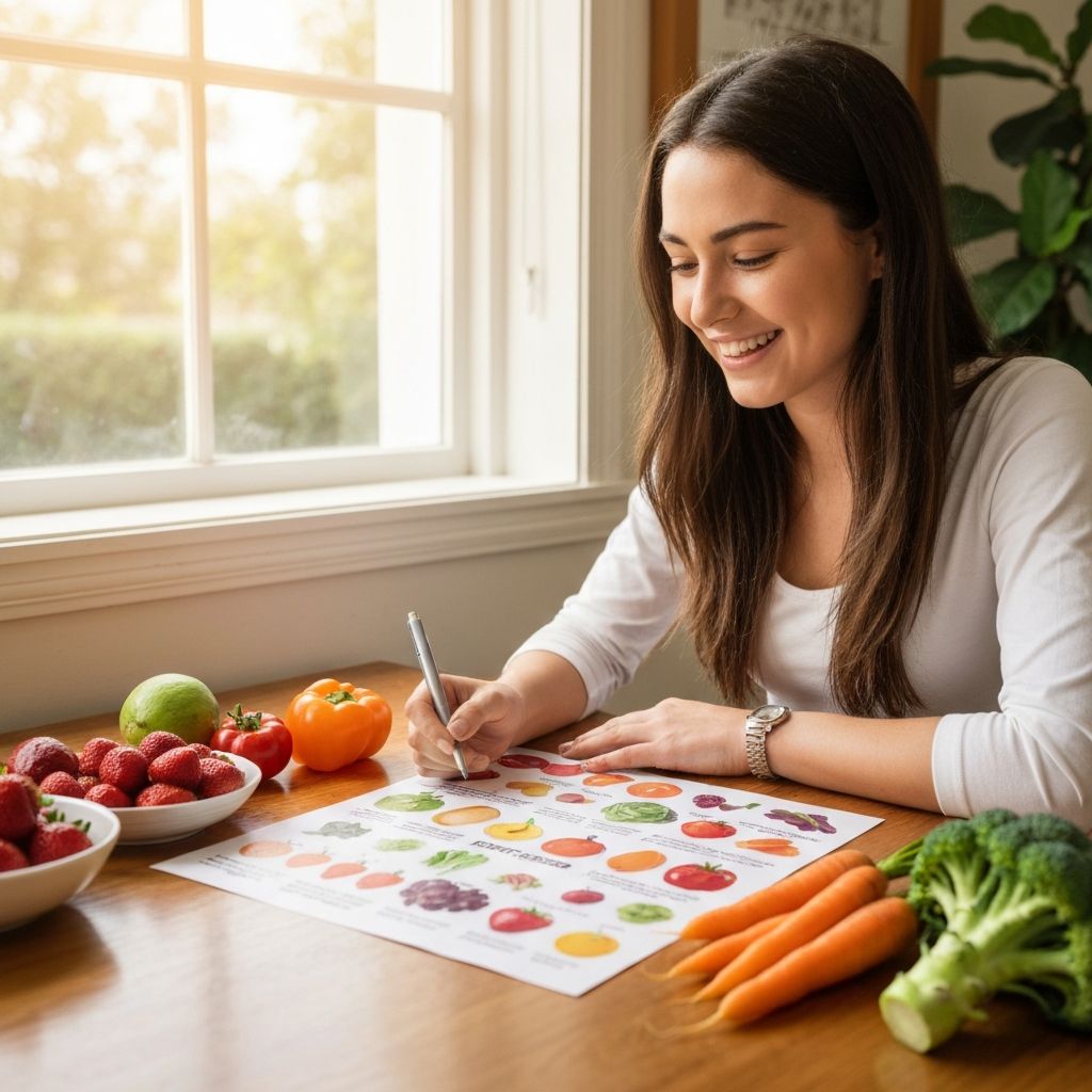 Person learning about nutrition with fresh foods